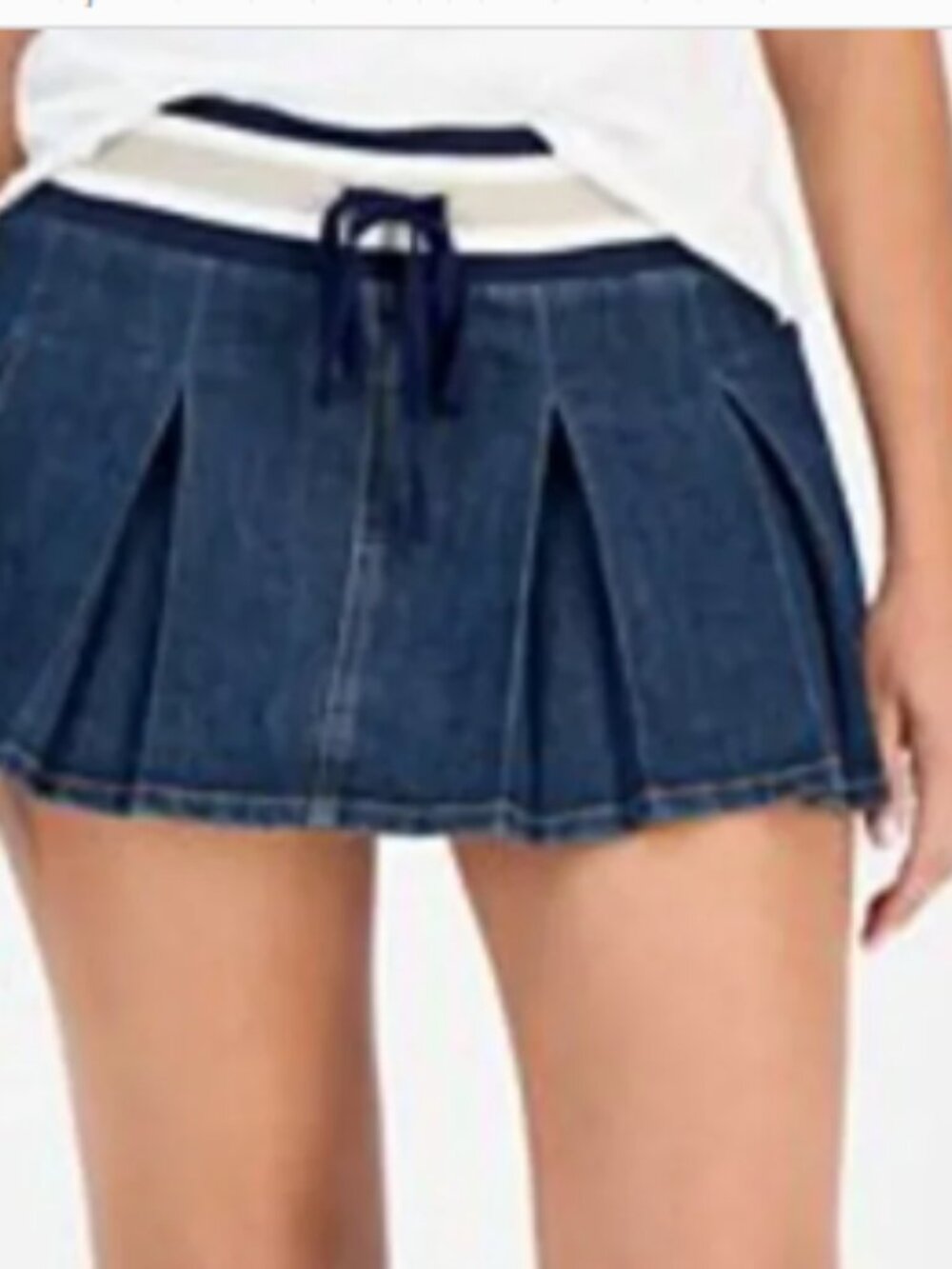 Madden Girl Juniors' Varsity Pleated Drawstring Skort Skirt Denim Blue